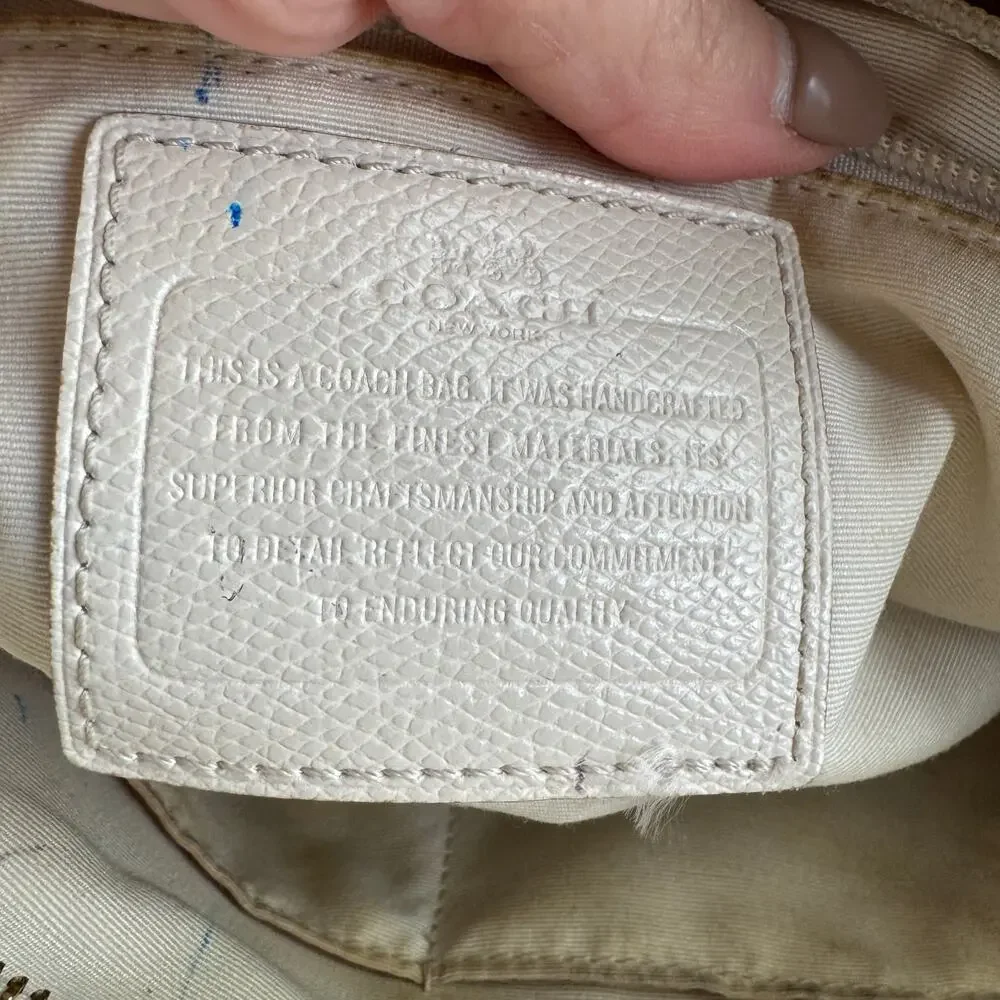 Coach Chalk Ivory Crossgrain Leather Street Zip Tote Shoulder Bag Top-Zip Purse - Picture 8 of 16